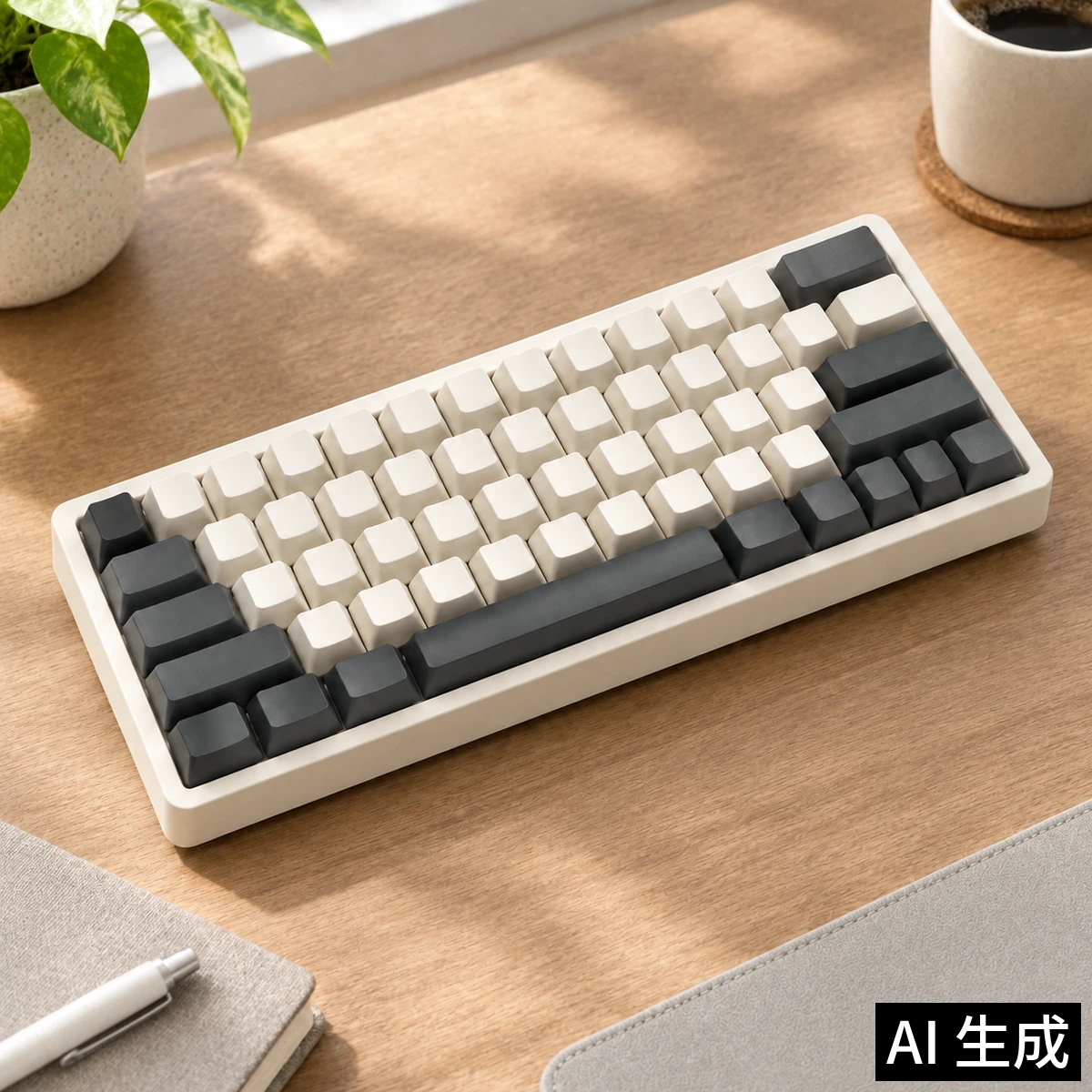 紧凑机械键盘:生成的自然场景